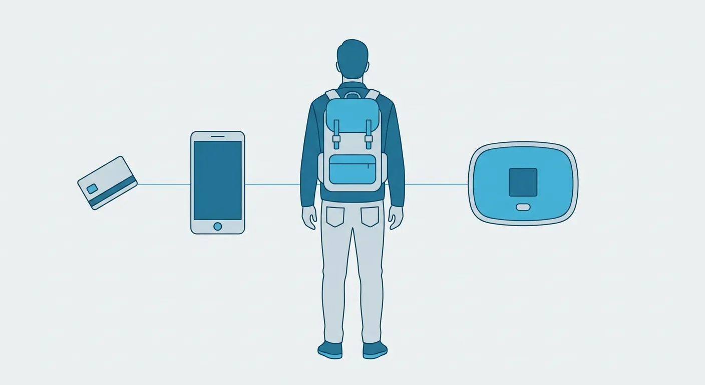 表達實體 SIM、eSIM、WiFi 機三種上網做法